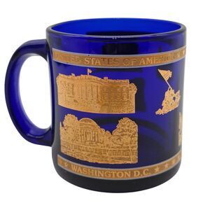 WASHINGTON DC USA Historic Sites Cobalt Blue/24k Gold Mug 12oz